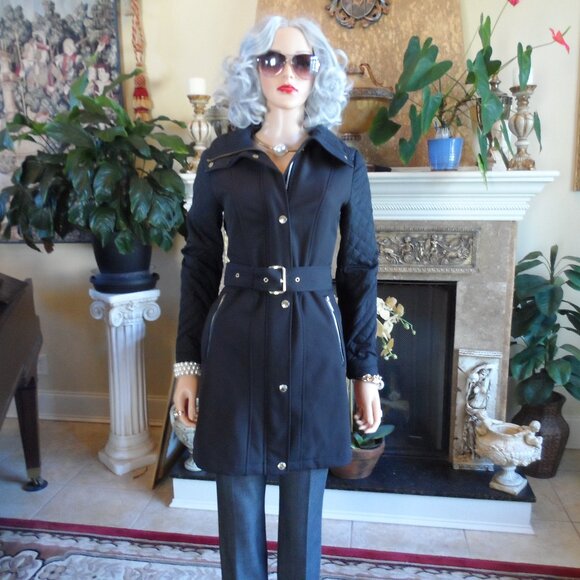 Michael Kors Jackets & Blazers - Michael Kors Black Belted Quilted Pea Coat Size PXS